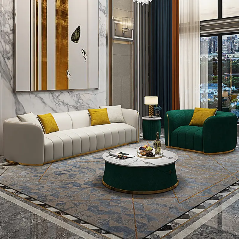 China manufacturer modern design living room furniture luxury sectional 1 2 3 seater leather sofa set for home
