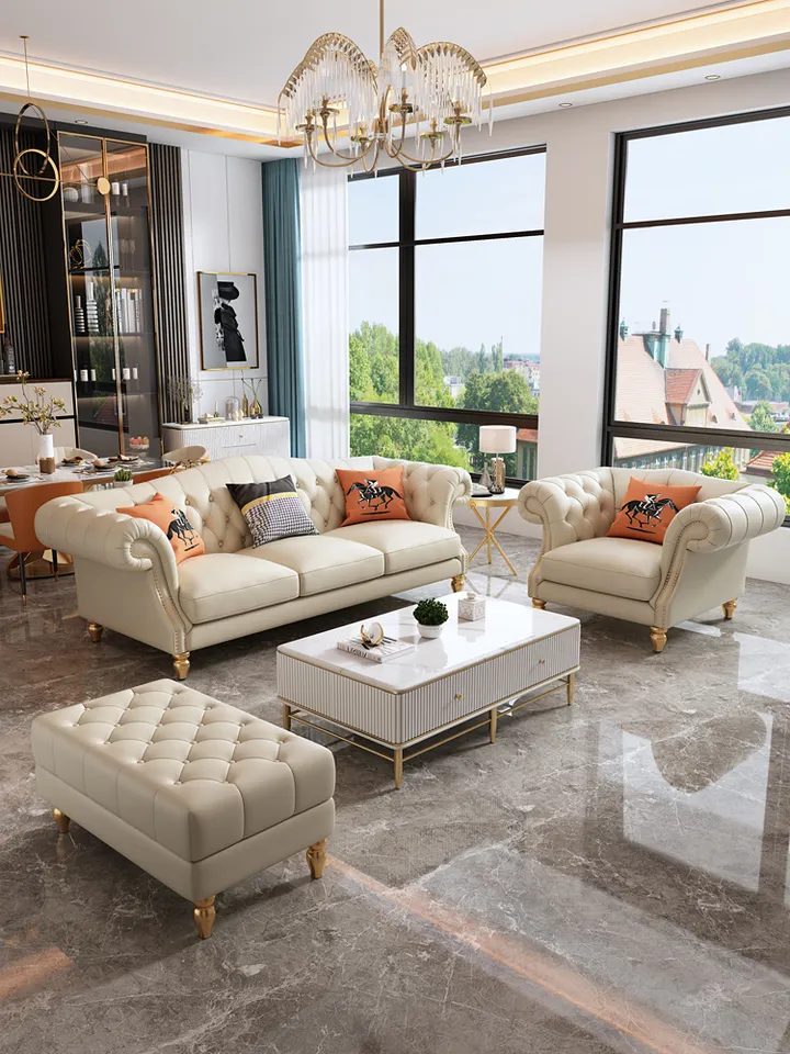 Italian genuine leather 1+2+3 seater sofa custom living room furniture tufted l shape loveseat sets