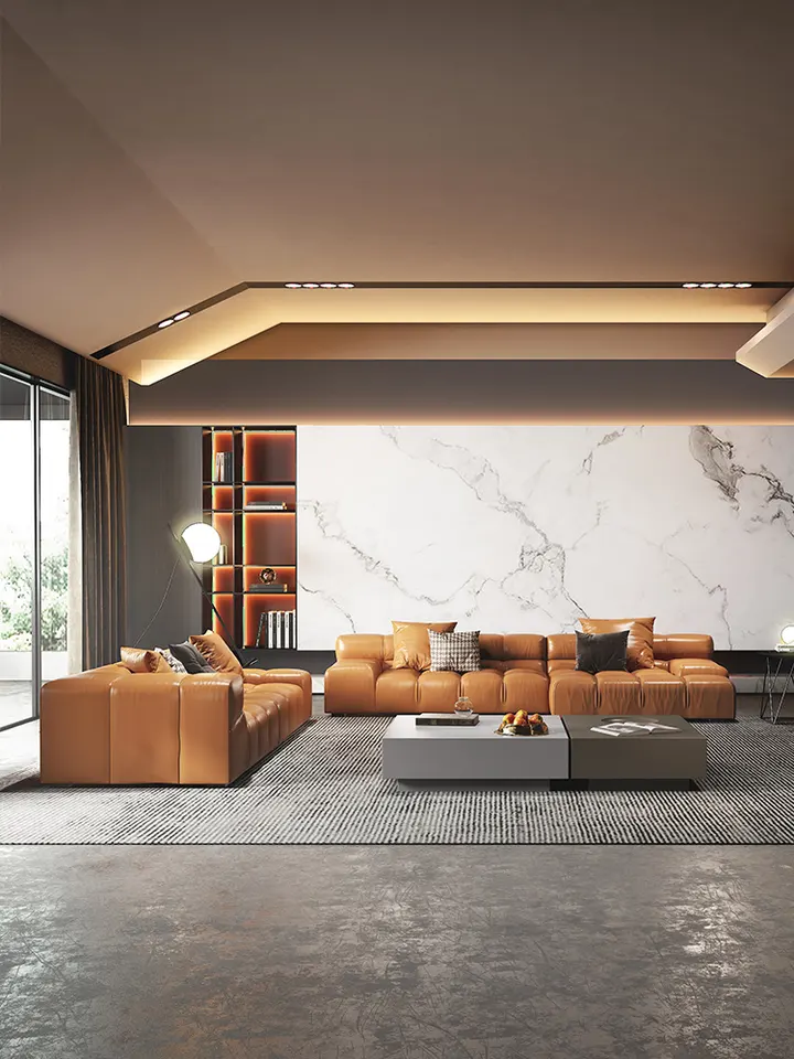 Designer l shape relax comfortable module modular corner floor sofa set for living room mall