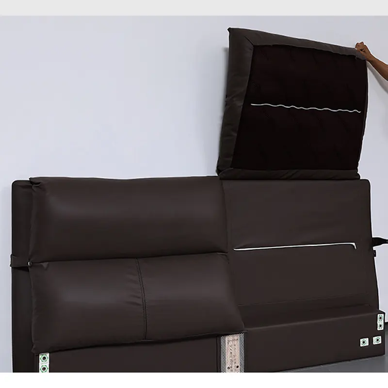 Nordic modern leather bed 1.8m double bed Italian luxury furniture bedroom king size leather bed