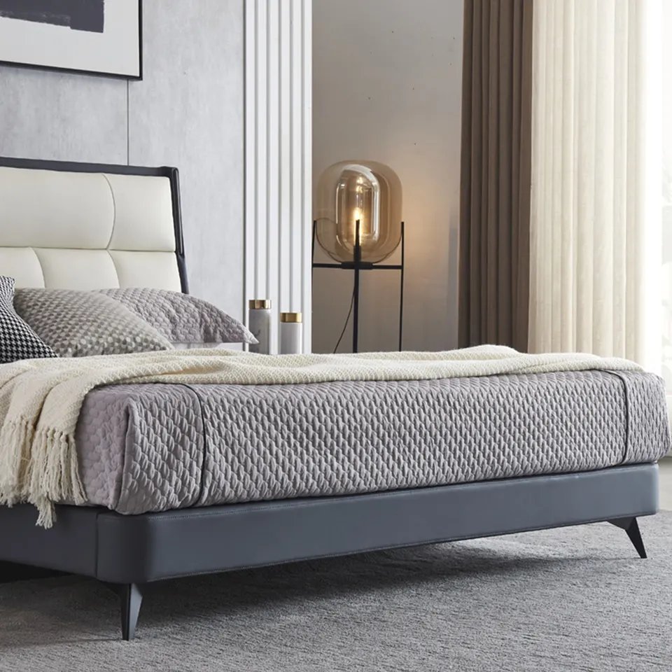 Leather light luxury modern double bed 1.8 meters master bedroom king bed soft package bed luxury furniture bedroom