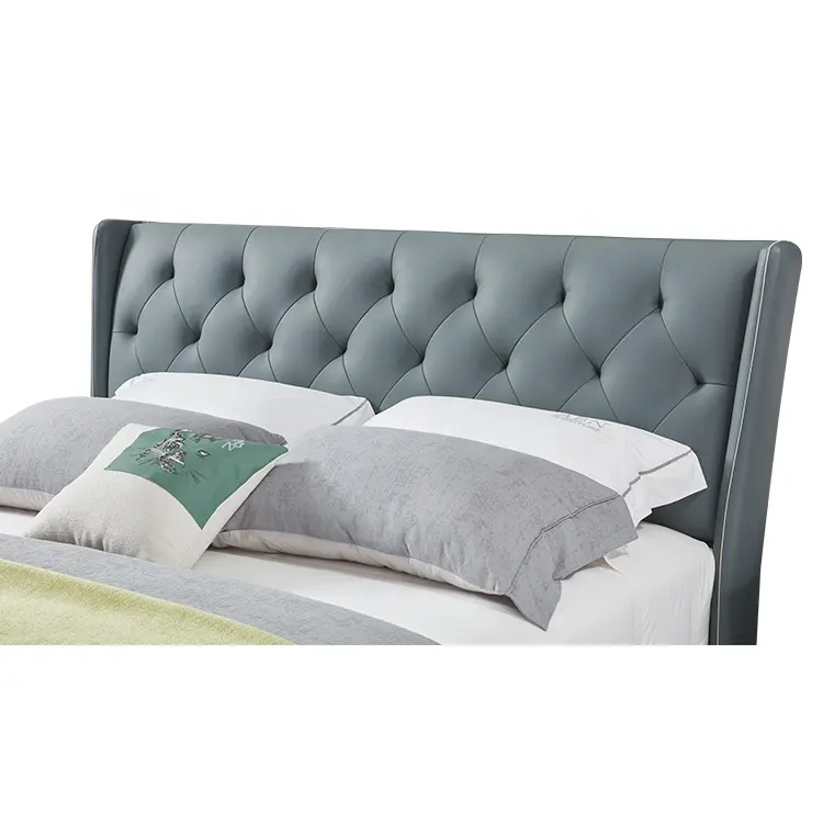 OEM/ODM European Italian Latest Modern Design Platform Double Luxury Leather Wooden Beds