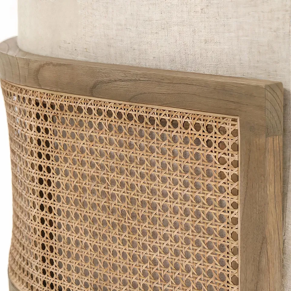 Hotel solid wood salon restaurant single sofa Nordic modern rattan fabric dining living room chairs