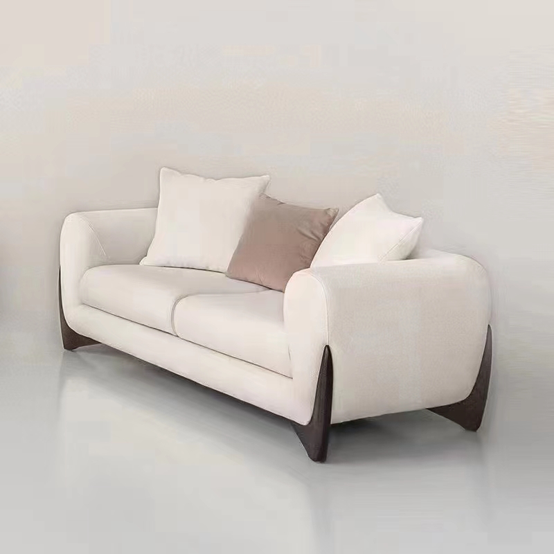 Italian minimalist fabric lamb velvet sofa set shaped curved light luxury Nordic modern corner sofa bed