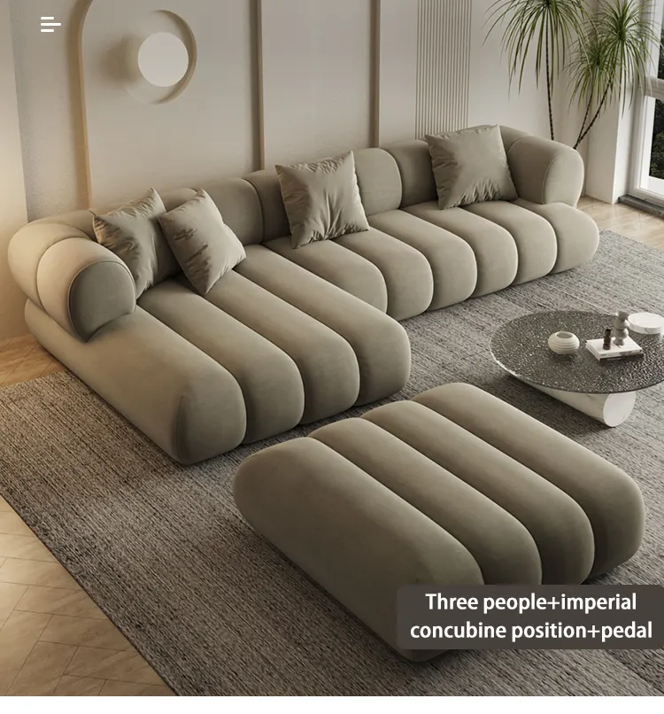Cloud sofa living room caterpillar Nordic simple large apartment corner technology-fre cloth light luxury modern sofa