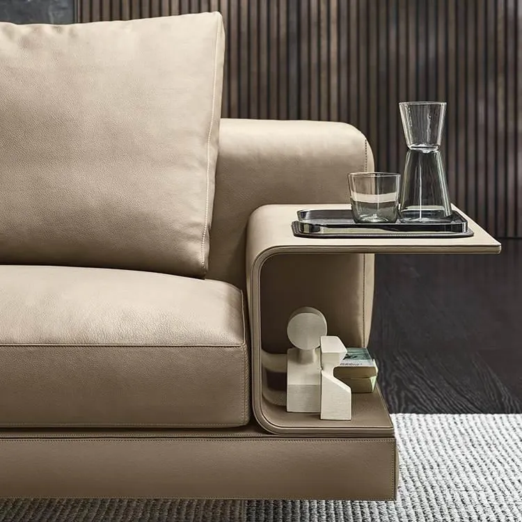 Italian Sofa Minimalist Fabric Art Living Room Modern Minimalist Size Simple And Stylish Villa French Leather Big Sofa
