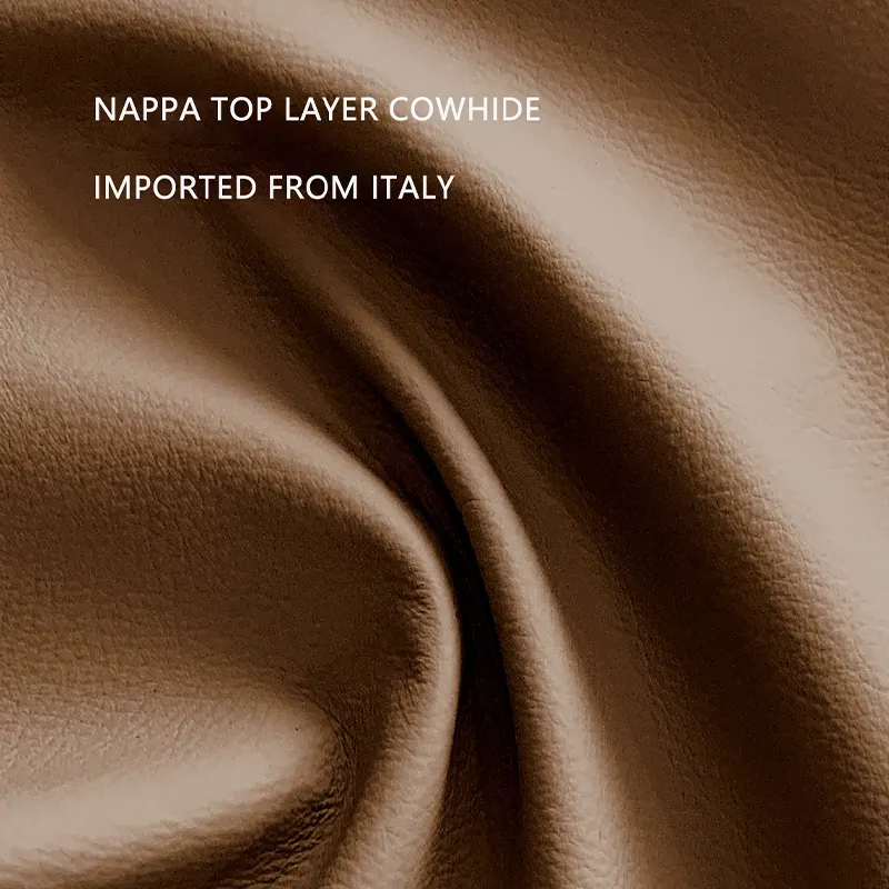 Modern Leather Sofa Living Room Simple Top Layer Leather Light Luxury Style Brown Straight Row One-Line Italian Sofa