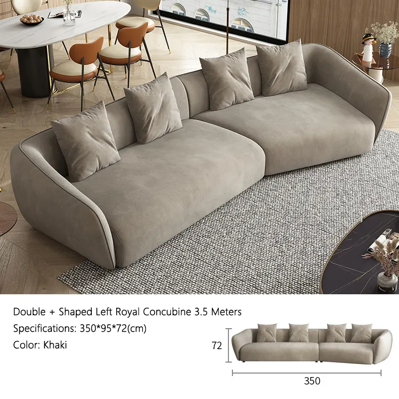 Italian Light Luxury Technology Fabric Sofa Nordic Minimalist Curved Living Room Combination Fabric Sofa