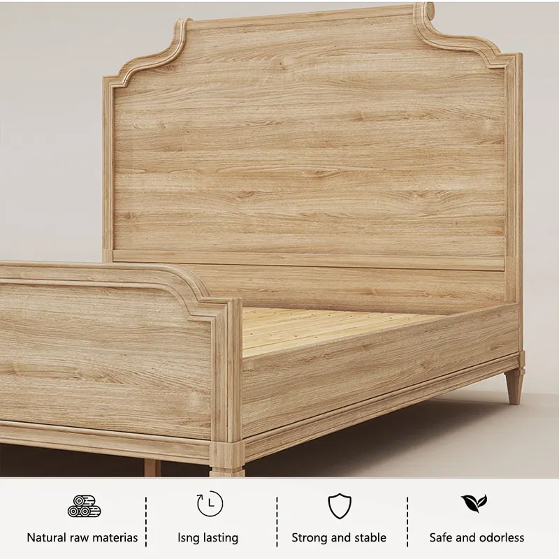 French Bed Luxury Furniture Bedroom All Solid Wood European Style Italian Simple Modern Double Master Bedroom Marriage Bed