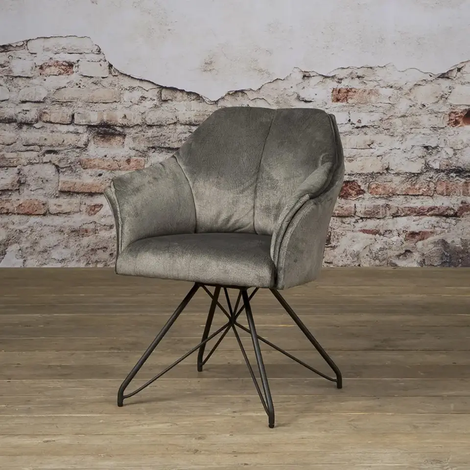 Minimalist Modern Long Dining Chairs Velvet Single Seat Dining Chair High Back Fabric Armchair Dining Chair Set