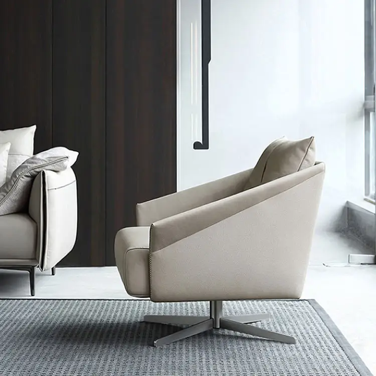 Nordic sofa chair modern apartment living room lounge chair recliner leather chair