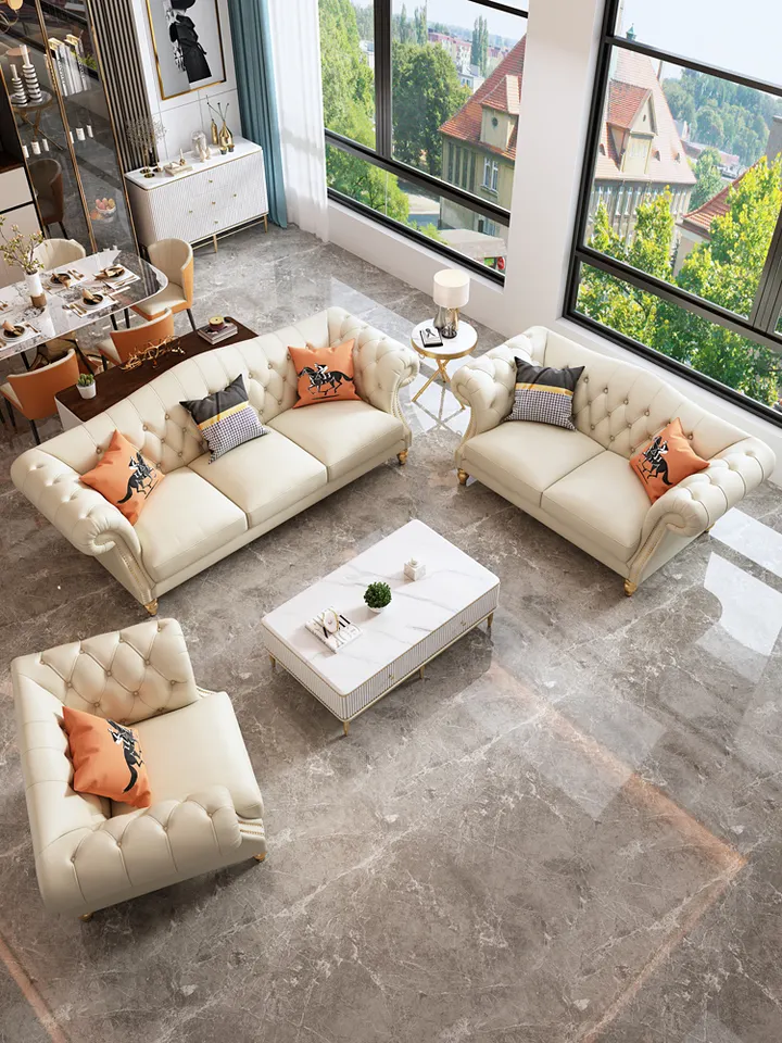 Italian genuine leather 1+2+3 seater sofa custom living room furniture tufted l shape loveseat sets