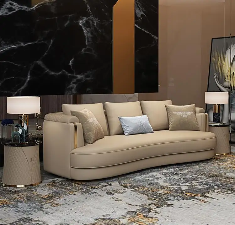 Modern drawing room furniture newest luxury living room leather I shape sofa chair set 1+2+3 seater