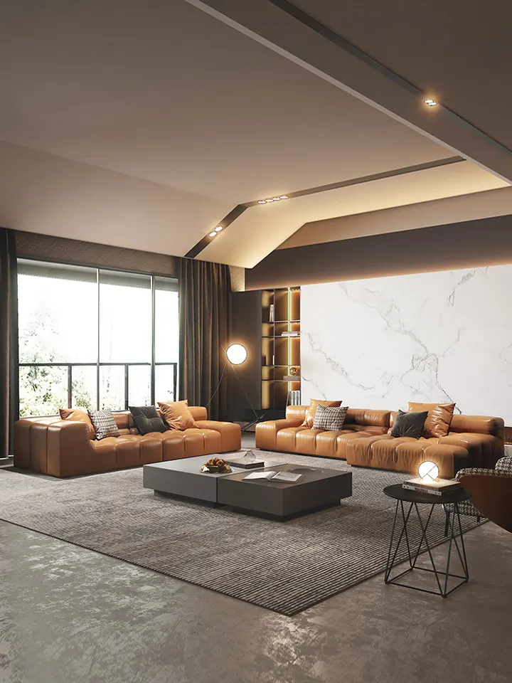 Designer l shape relax comfortable module modular corner floor sofa set for living room mall