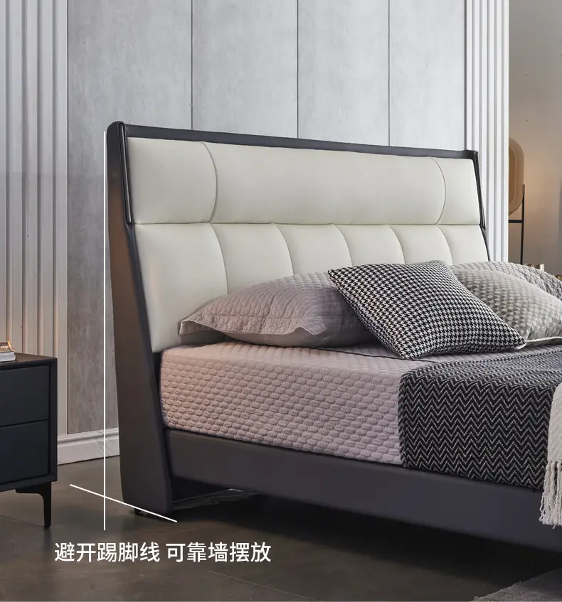 Leather light luxury modern double bed 1.8 meters master bedroom king bed soft package bed luxury furniture bedroom