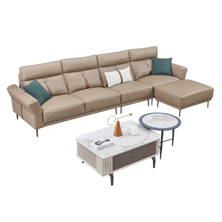 Nordic Modern Home Sofa Set Furniture Modular Sectional Water-based Ecological Leather Sofas For Living Room