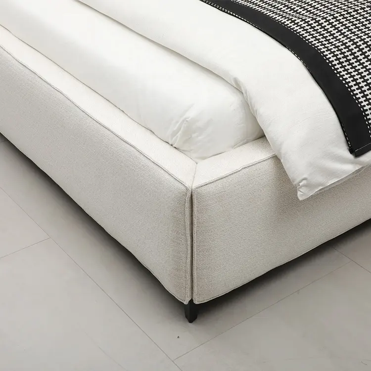 Customizable Multifunction Model Furniture Italian Faux Leather Sleigh Hotel Beds Wooden Luxury Design Leather Bed Set