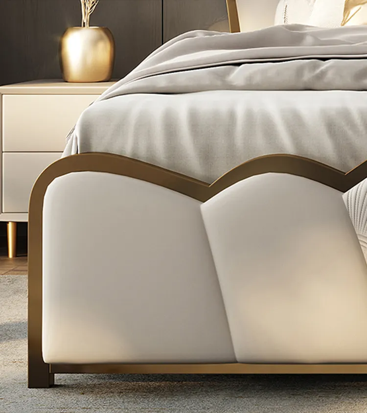 Modern light luxury king bed master bedroom simple bed high-end double king bed leather bedroom furniture