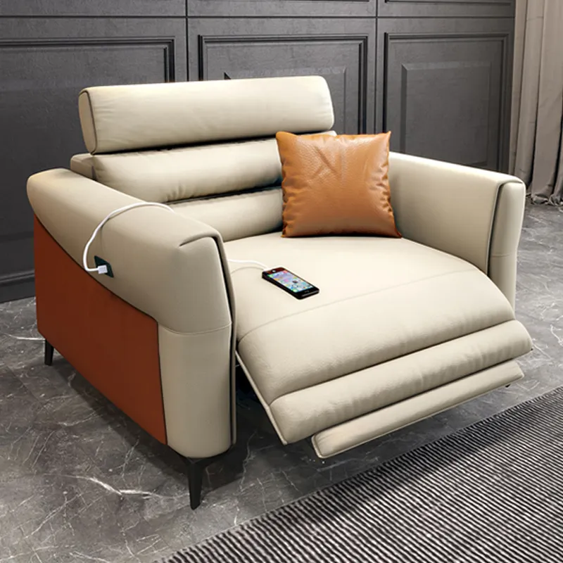 Multifunctional electric light luxury Italian sofa living room L-shaped combination European leather sofa