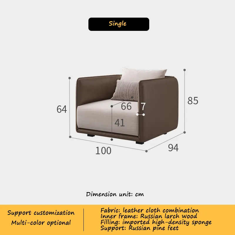 Fabric Sofa Living Room Home Furniture Corner Leather Cloth Combination Post-Modern Minimalist Italian Light Luxury Sofa