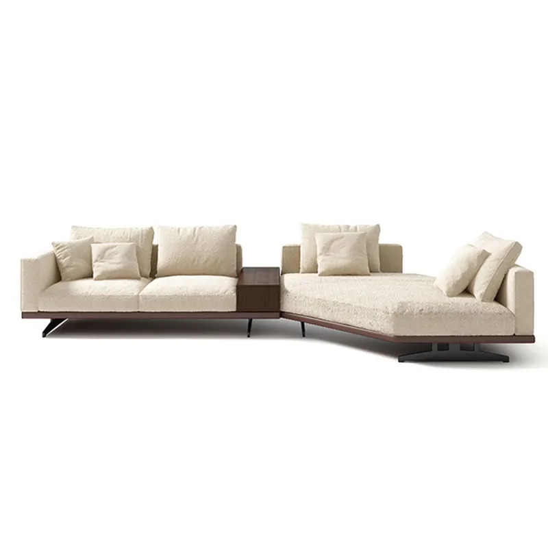 Italian Style Minimalist Curved Fabric Big Sofa Size Apartment Solid Wood Down Creative Special-Shaped Corner