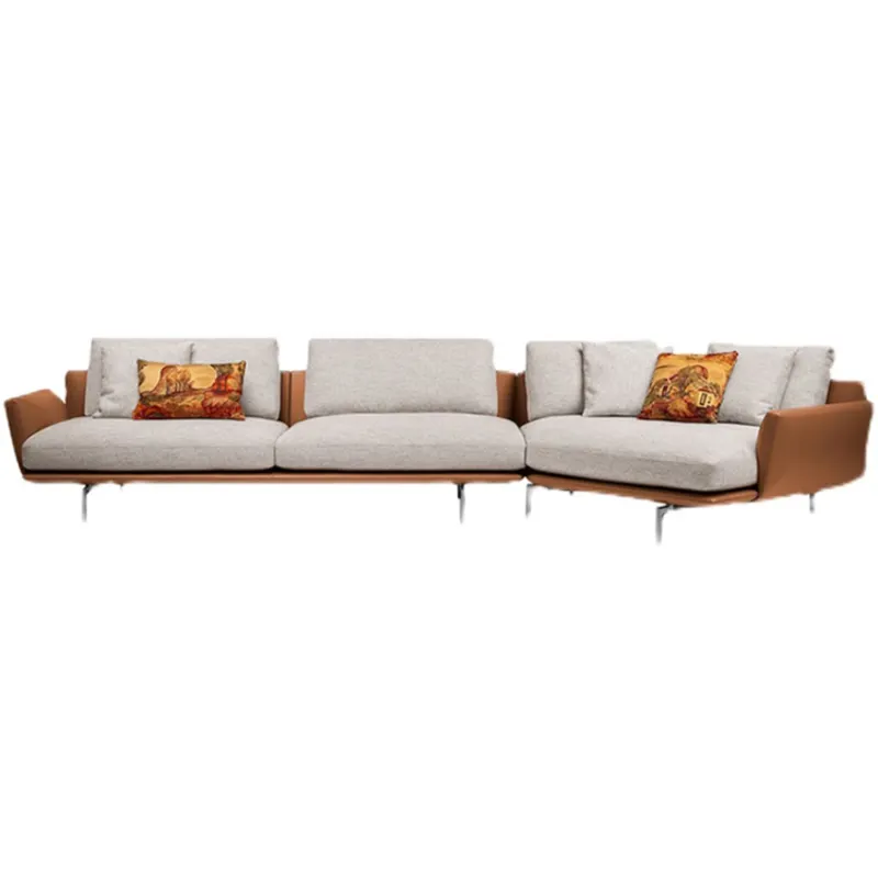 Japanese style cloud fabric sofa solid wood simple modern size living room log sofa cream style three-seat sofa