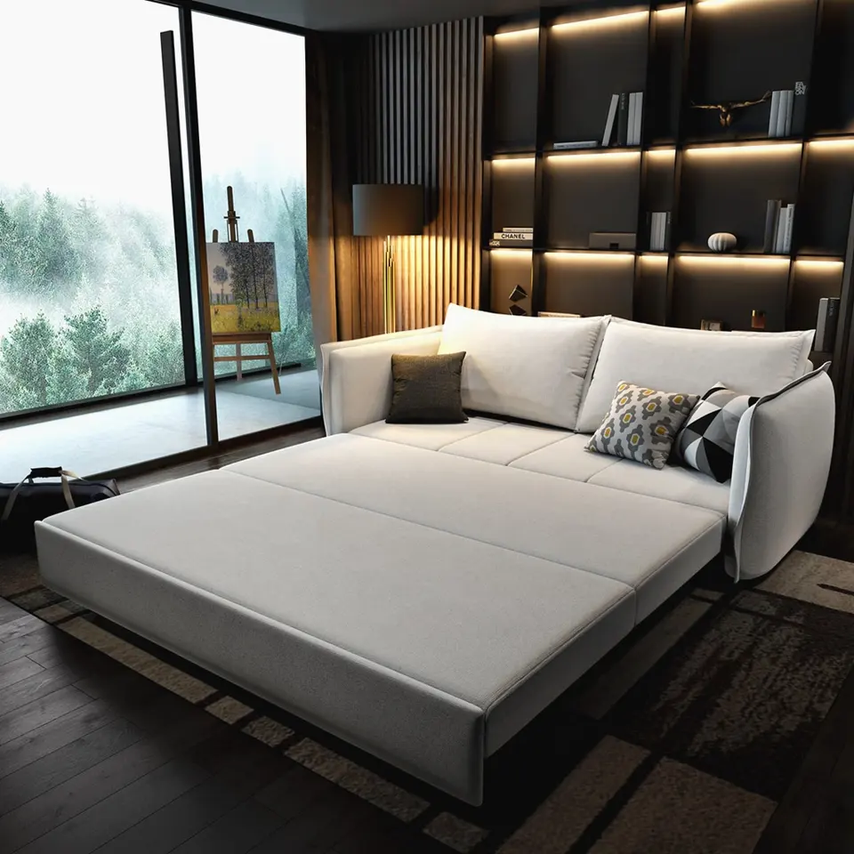 Soft velvet fold sofa cum bed with price modern Sleeper futon sofa bed convertible with storage linen folding sofa bed furniture