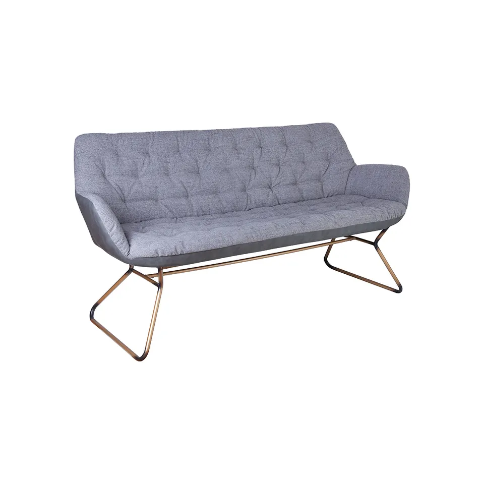 Home furniture dining room luxury armchair yellow fabric modern industrial dining chair with metal base