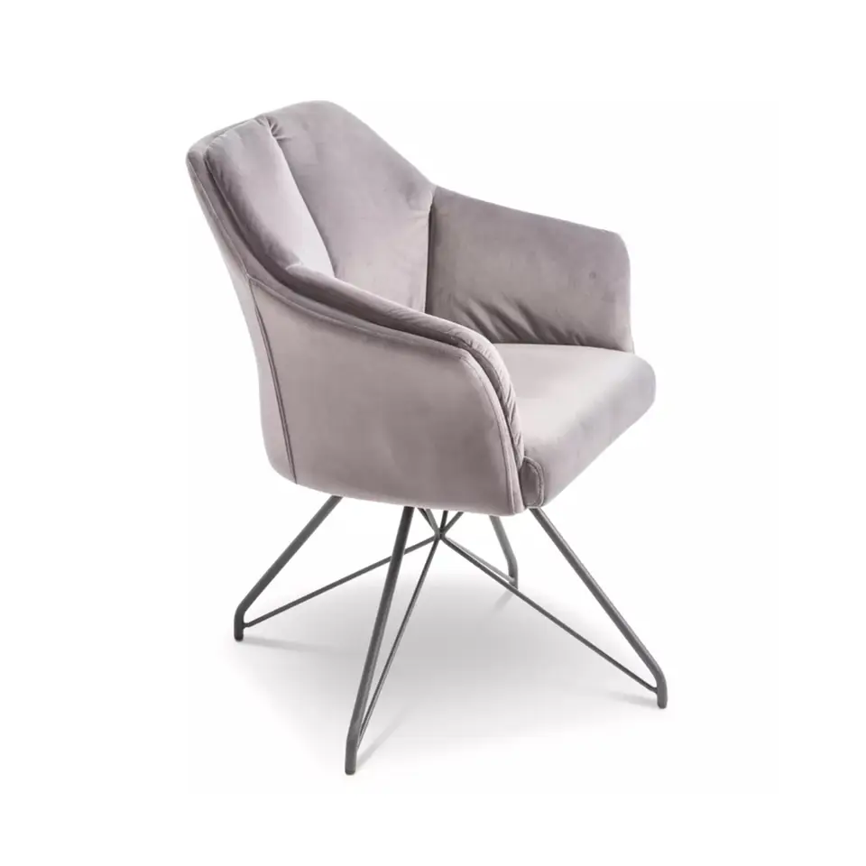 Minimalist Modern Long Dining Chairs Velvet Single Seat Dining Chair High Back Fabric Armchair Dining Chair Set