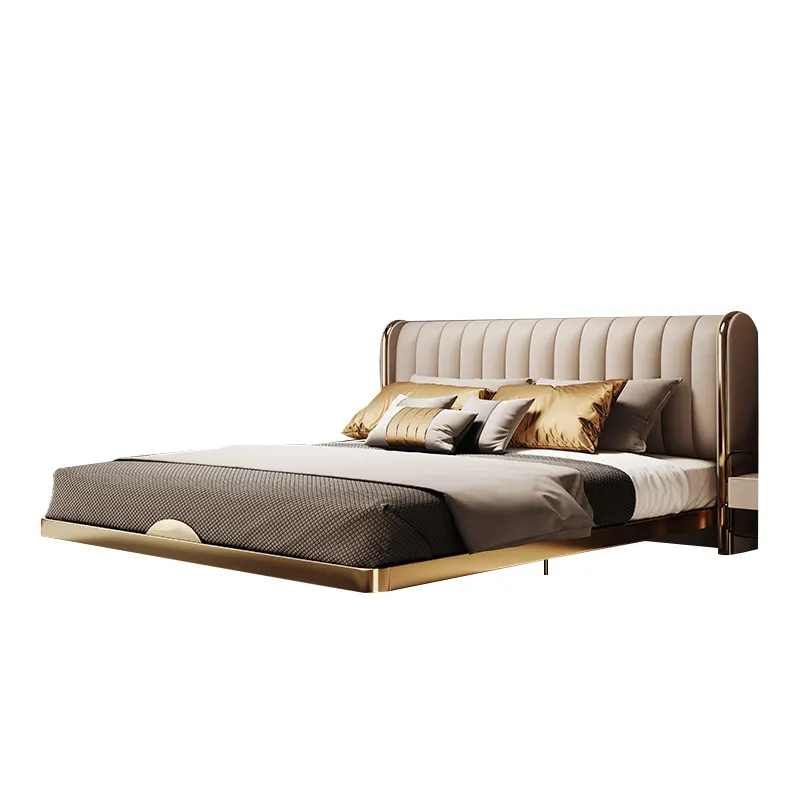 High Quality Furniture Genuine Leather Bed Set Luxury upholstered Leather King Bed Custom Faux Leather Double Bed