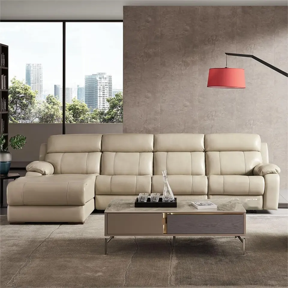 Genuine leather sectional sofa recliners L shape U living room sofa bed storage electric lounge modern luxury recliner sofa set