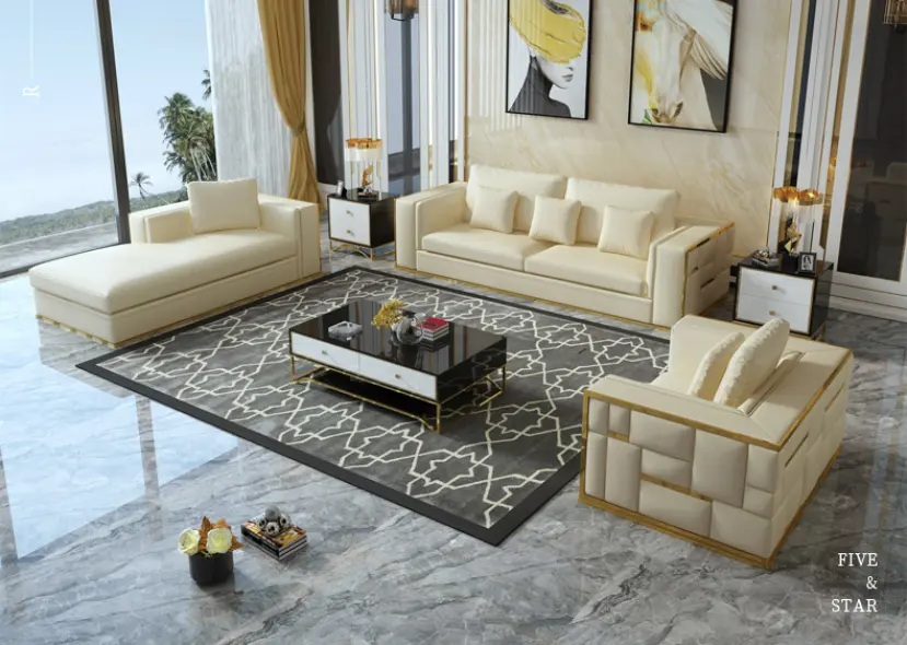 Italian luxury living room furniture modern l shape couch 1 2 3 seater fabric leather sofa set for home