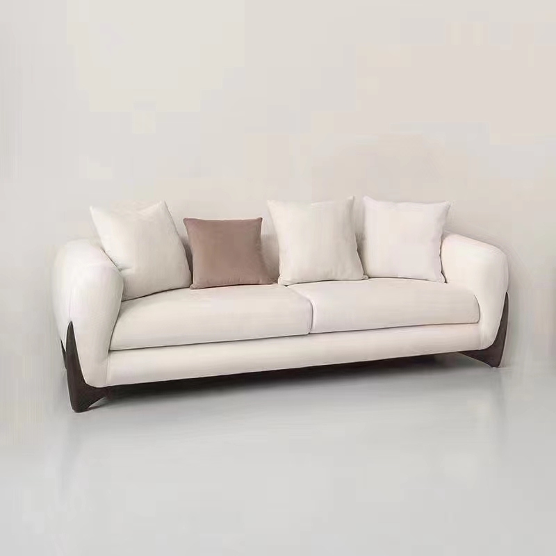 Italian minimalist fabric lamb velvet sofa set shaped curved light luxury Nordic modern corner sofa bed