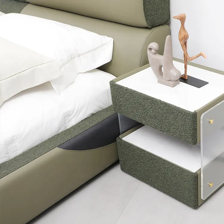 New Design King Size Luxury Frame Double Modern Wood Italian Luxury Leather Bed Simple Bed Sets