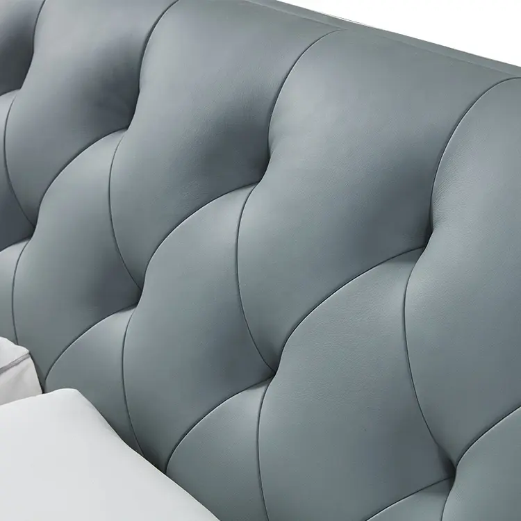 OEM/ODM European Italian Latest Modern Design Platform Double Luxury Leather Wooden Beds