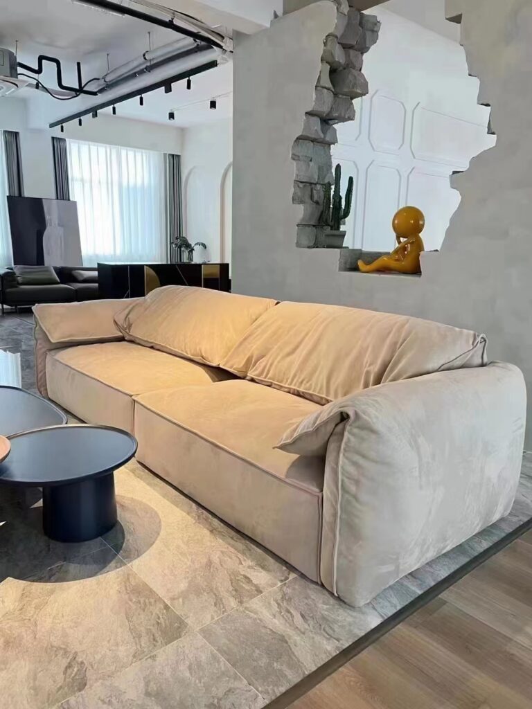 Elephant ear sofa double small apartment living room cream style straight row net red style designer technology fabric sofa