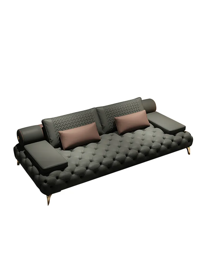 Luxury design house living room furniture modern nordic chesterfield leather sectional sofa set for home