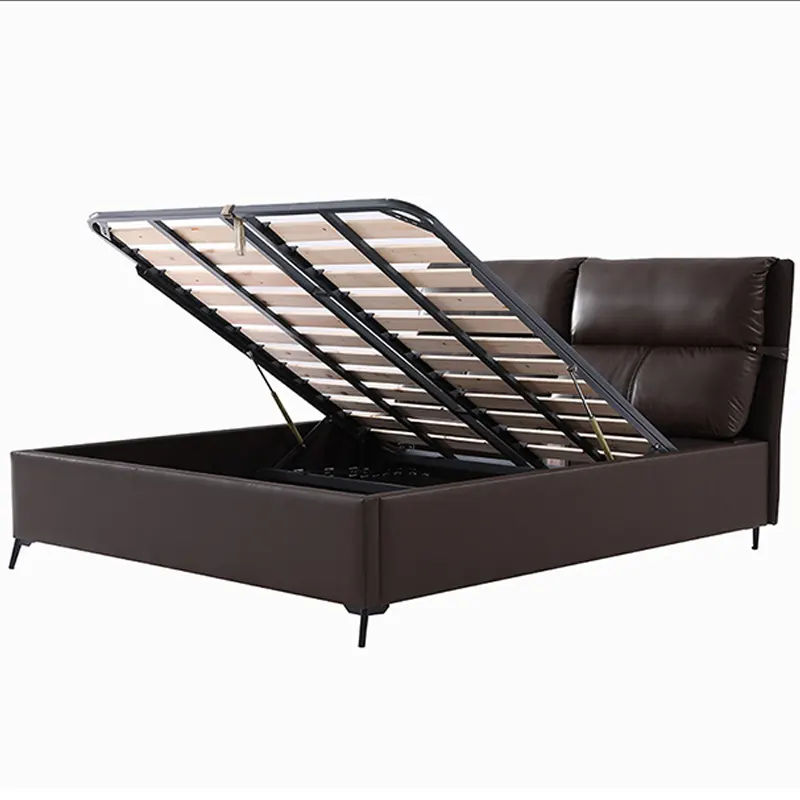 Nordic modern leather bed 1.8m double bed Italian luxury furniture bedroom king size leather bed