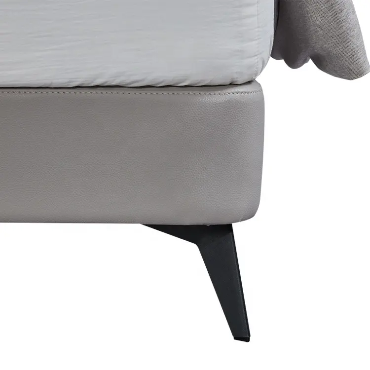 Leather Modern Bedroom Set Furniture King Size Soft Double Up-Holstered Luxury Leather Beds