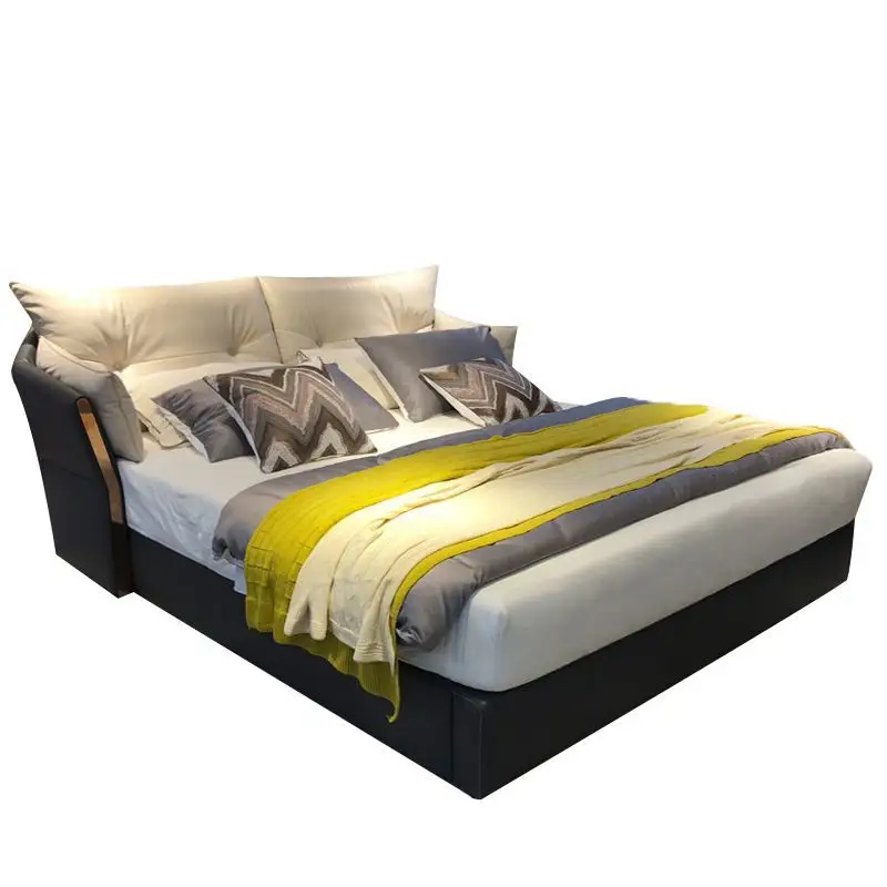 Light luxury Nordic leather bed modern master bedroom 1.8 meters double Italian white bedroom furniture soft bed
