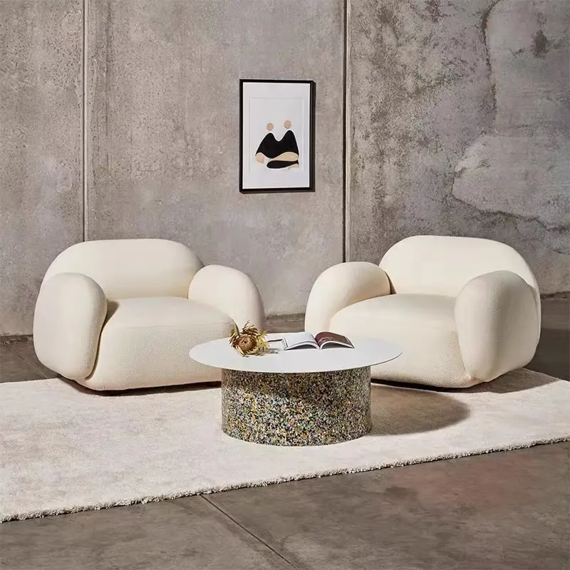 Nordic style high quality artificial lamb modern leisure living room home furniture sofa chairs