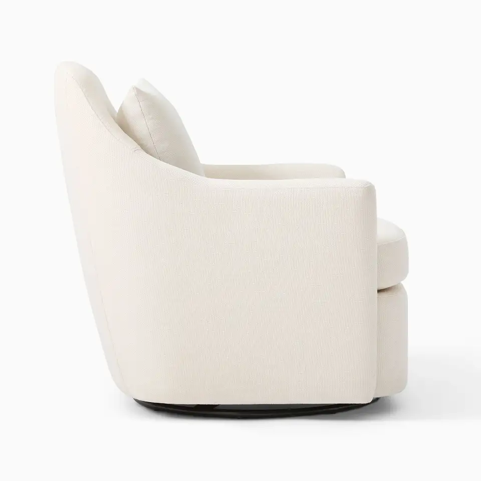 Hot Selling Modern White Fabric Lounge Chair Style Swivel Arm Living Room Single Sofa Chairs