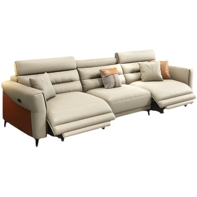 Multifunctional electric light luxury Italian sofa living room L-shaped combination European leather sofa