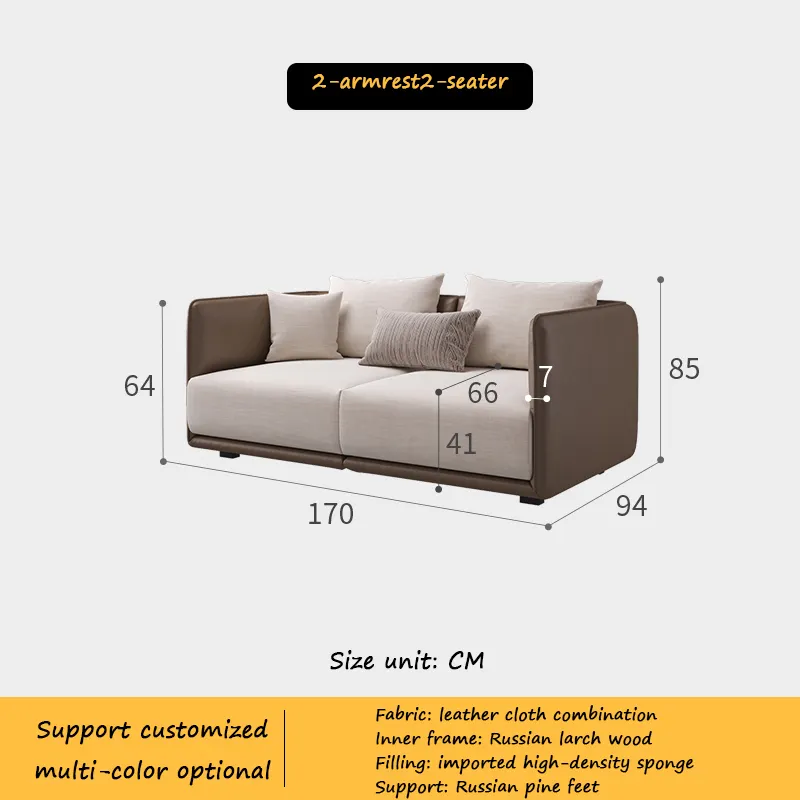 Fabric Sofa Living Room Home Furniture Corner Leather Cloth Combination Post-Modern Minimalist Italian Light Luxury Sofa