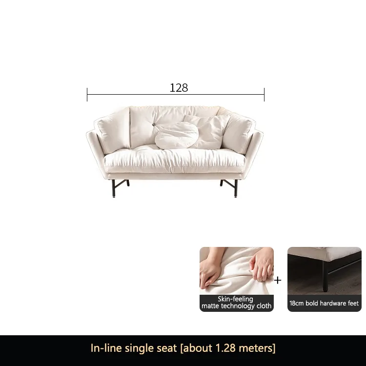 Light luxury frosted fabric sofa living room modern minimalist small apartment corner chaise combination white leather sofa