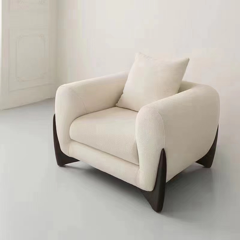 Italian minimalist fabric lamb velvet sofa set shaped curved light luxury Nordic modern corner sofa bed