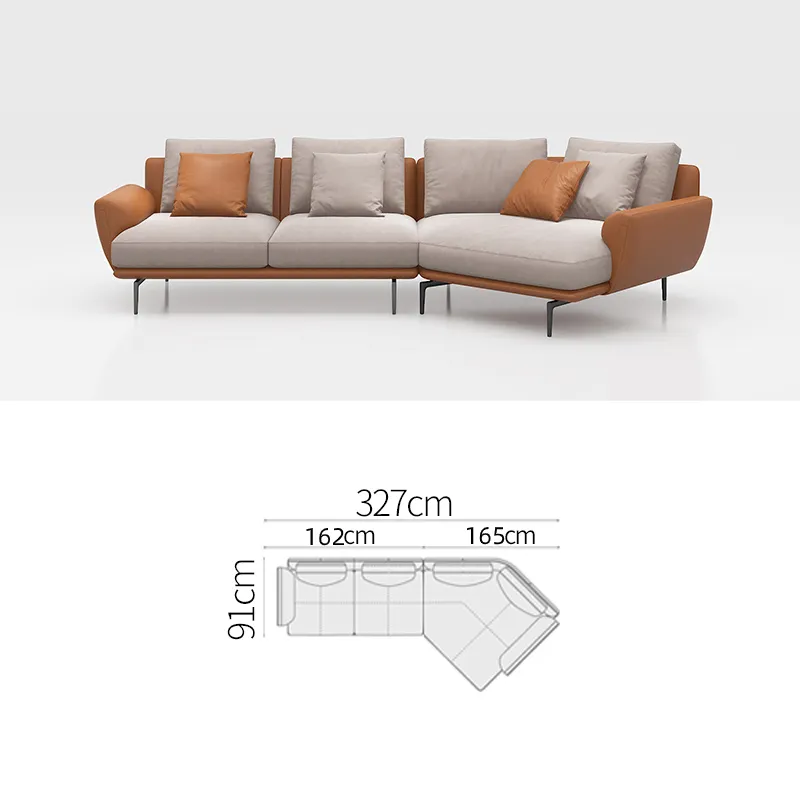 Japanese style cloud fabric sofa solid wood simple modern size living room log sofa cream style three-seat sofa