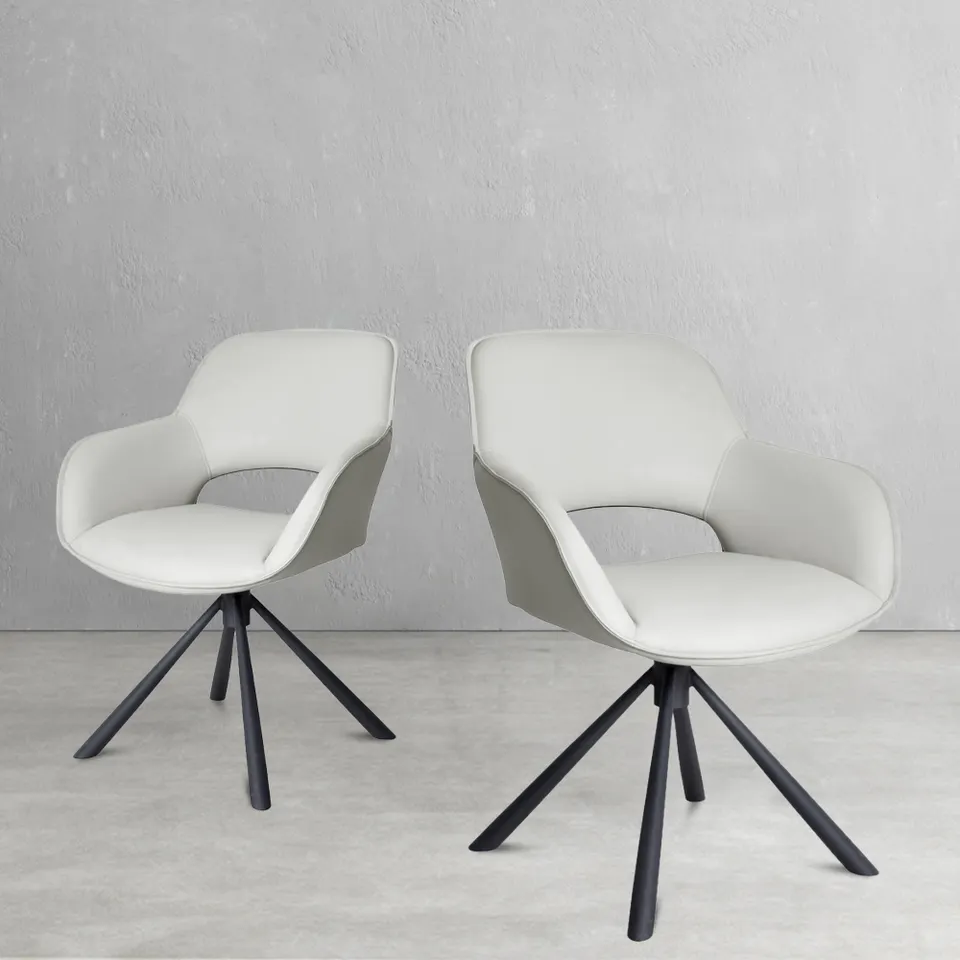 Stylish swivel dining chair armchair custom fabric pu leather dining chair elegant white dining chair