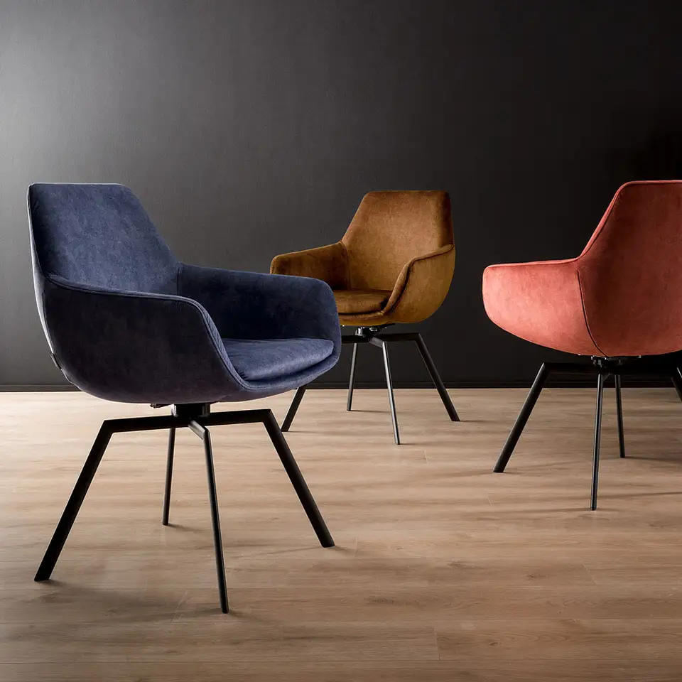 High grade velvet fabric dining chair sponge cushion armchair fashionable ideas swivel dining chair