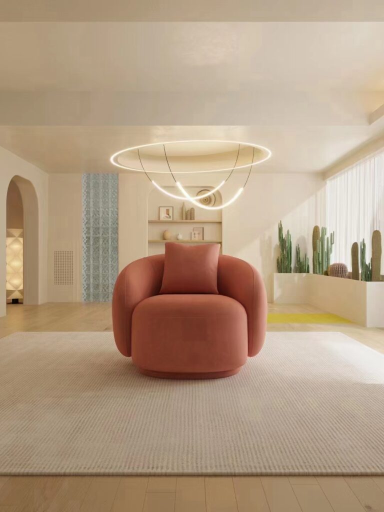 Living Room Sofas Customized modern luxury fashion Italian curved living room sofa Lamb velvet pea sofa